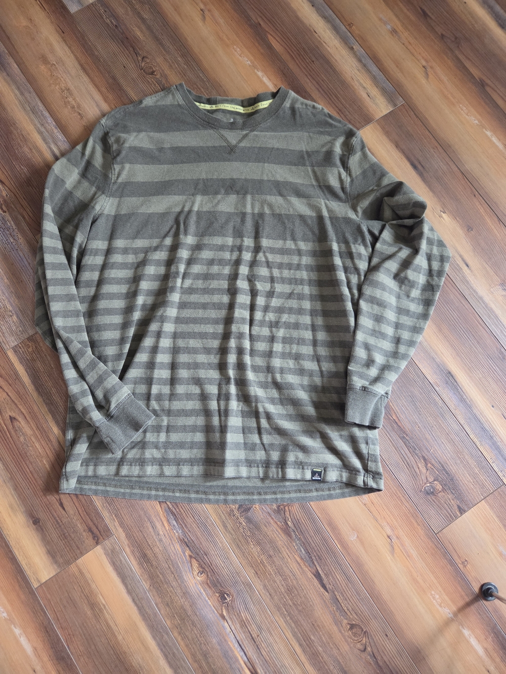 Prana Olive & Dark Olive Striped Long-Sleeve Crewneck Mens XL